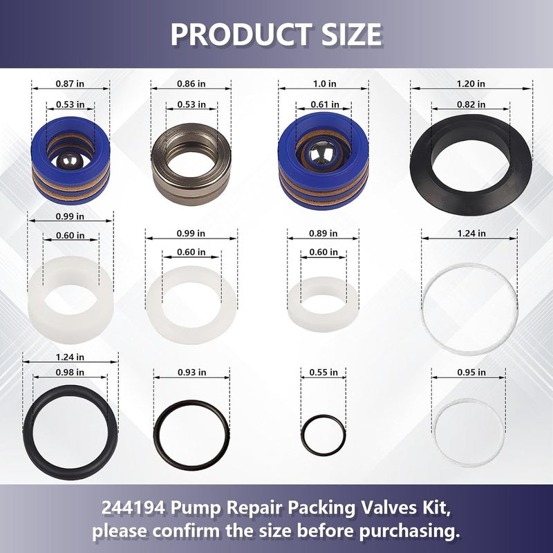 KUEDPEZ 244194 Pump Repair Packing Kit, Fit for Graco 210 230 295 390 395 490 495 595 3400 Airless Paint Sprayers - Image 4